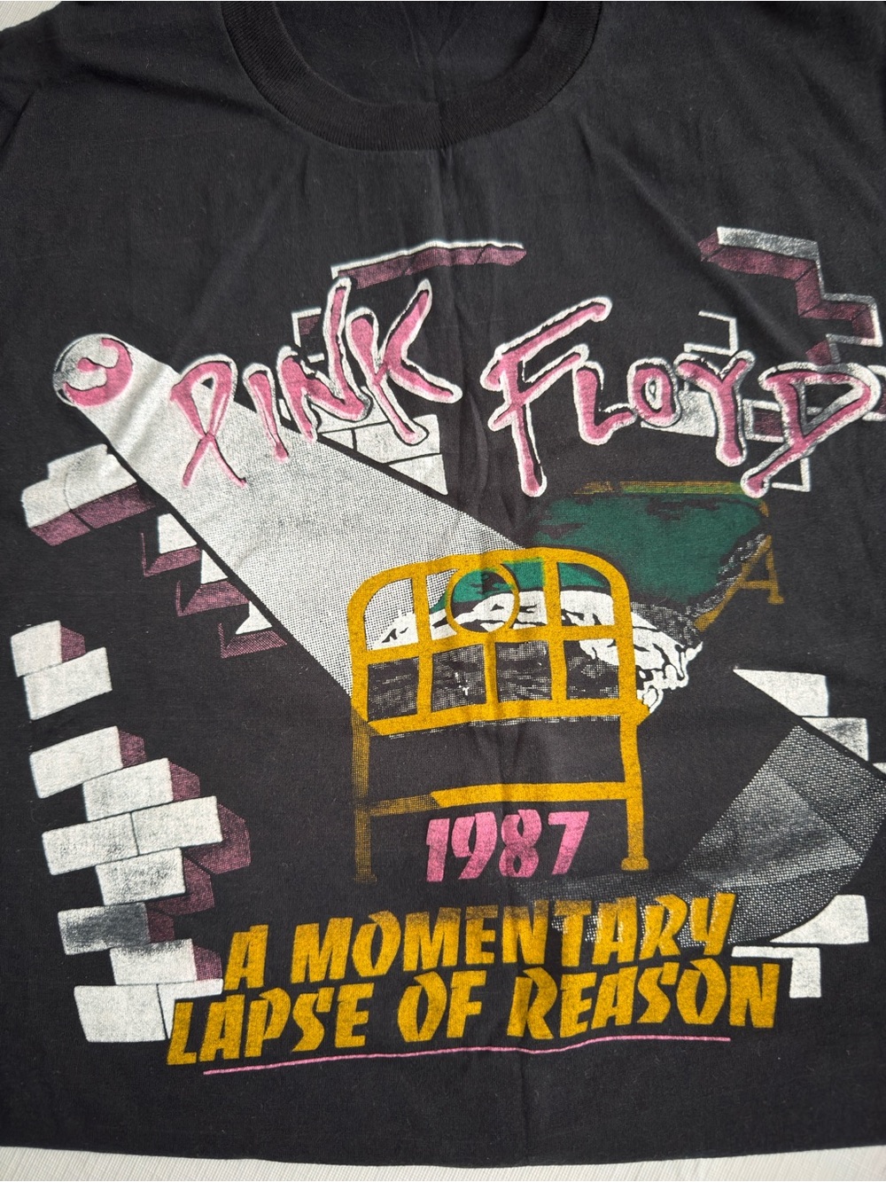 Pink Floyd Black Graphic Tee with Pink, Yellow & Green Tour Art - Picture 2 of 5